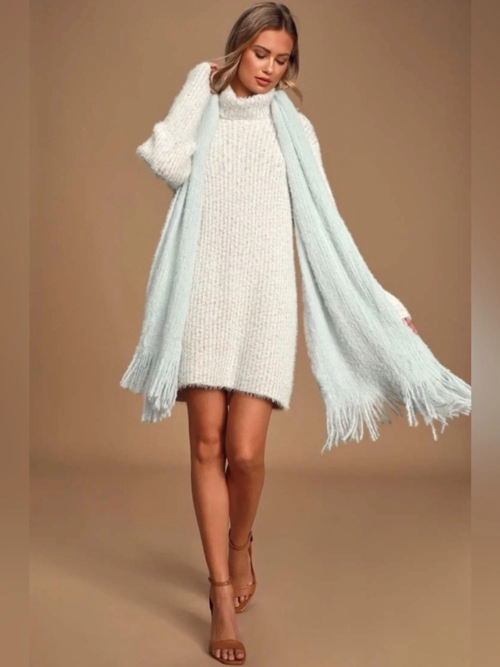 Free People Whisper Fringe Blanket Scarf in Opal Blue